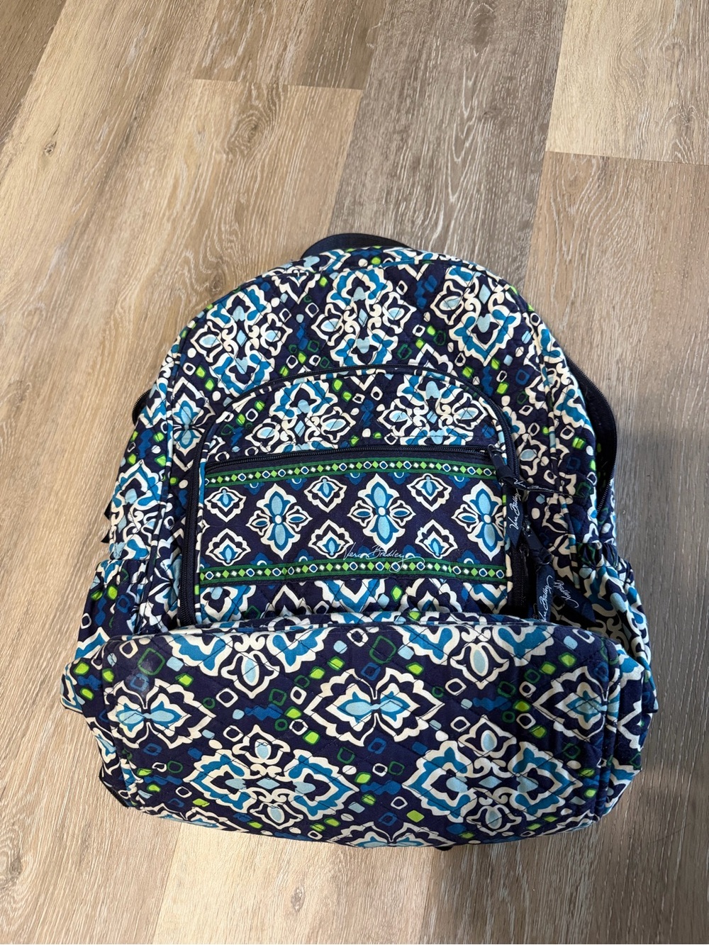Vera Bradley Quilted Navy Blue Patterned Backpack -